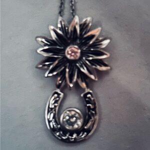 Elegant Silver Floral Horseshoe Pendant Necklace by Montana Silversmith